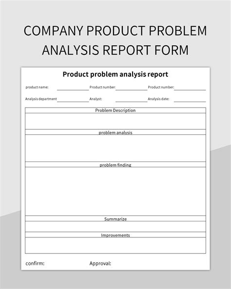 Company Product Problem Analysis Report Form Excel Template And Google
