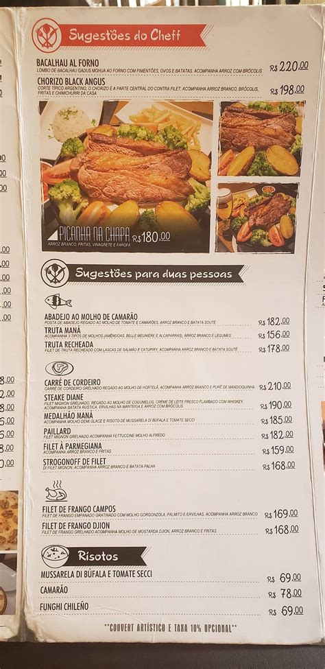 Menu em Maná Restaurante E Pizzaria Campos do Jordão