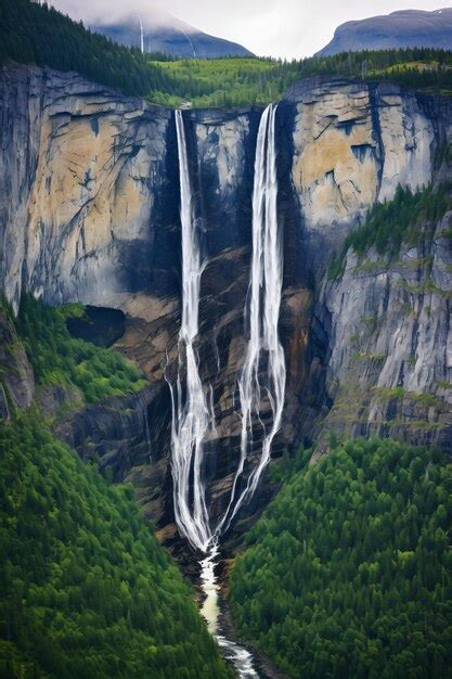 Premium Photo | Waterfall in a deep and narrow valley