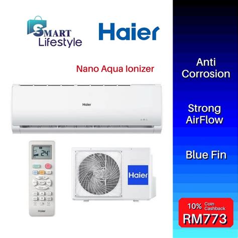 Haier R32 Non Inverter Series Air Conditioner With Nano Ionizer 15hp Hsu 13lpb21 Shopee