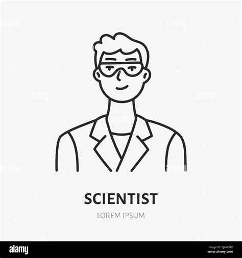 Scientist Doodle Line Icon Vector Thin Outline Illustration Of