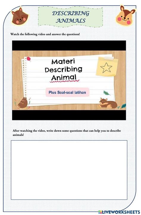 Describing Animals Interactive Activity For Grade 7 Live Worksheets