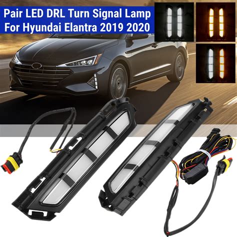 Pair 12V LED DRL Daytime Running Lights Turn Signal Lamp For Hyundai