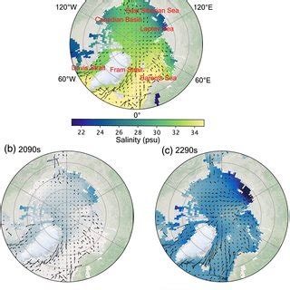 Changes in Arctic Ocean salinity and surface currents. (a) Sea surface... | Download Scientific ...