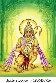 Induism Spiritual Hug Hanuman Monkey God Stock Illustration 2199754155