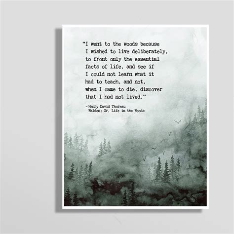 Henry David Thoreau Quote I Went To The Woods Walden Quote Etsy