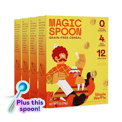 Magic Spoon Cereal Maple Waffle 4 Pack Of Cereal And Spoon Keto And Low Carb