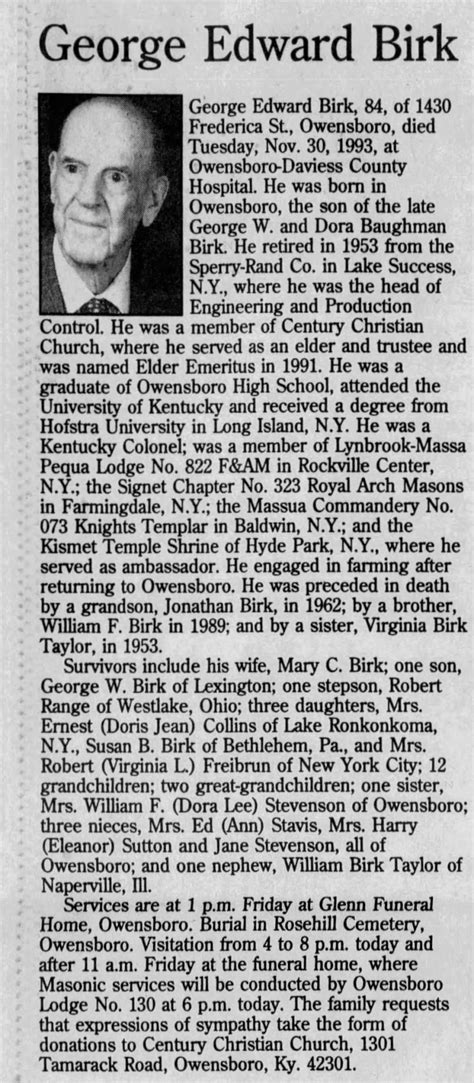 George Edward Birk Obit