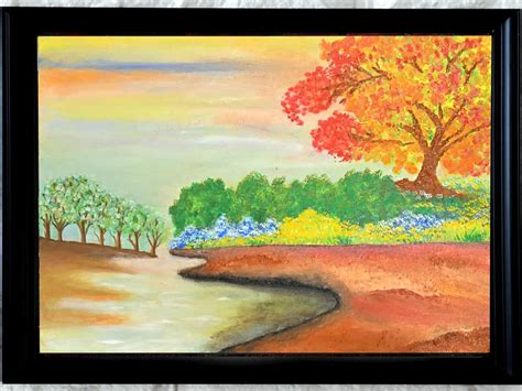 Evening Spring Landscape | Acrylic On Canvas | Exotic India Art