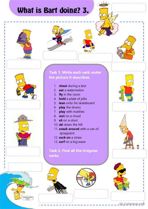 What Is Bart Simpson Doing Now English Esl Worksheets Pdf Doc