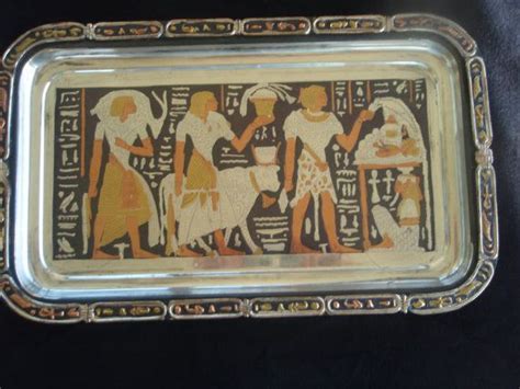 Egyptian Revival Tray Silver Inlaid With Copper High Quality Etsy