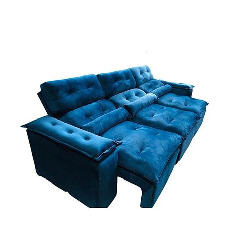 Sofa Retratil Reclinavel 5 Lugar Veludo Casas Bahia