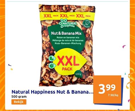 Natural Happiness Nut And Banana Mix Xxl Pack 500 Gram Aanbieding Bij Action