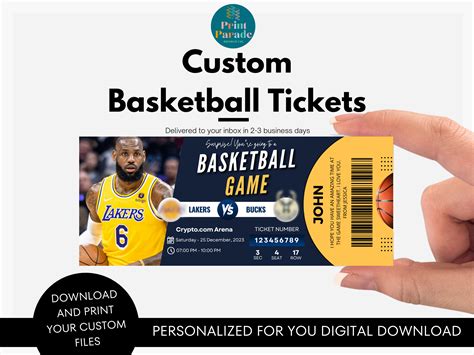 Personalized Basketball Game Ticket L Custom Tickets L Sports Tickets ...