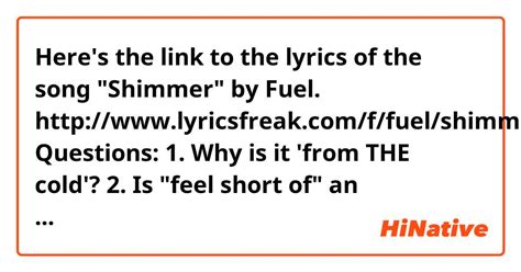 Heres The Link To The Lyrics Of The Song Shimmer By Fuel