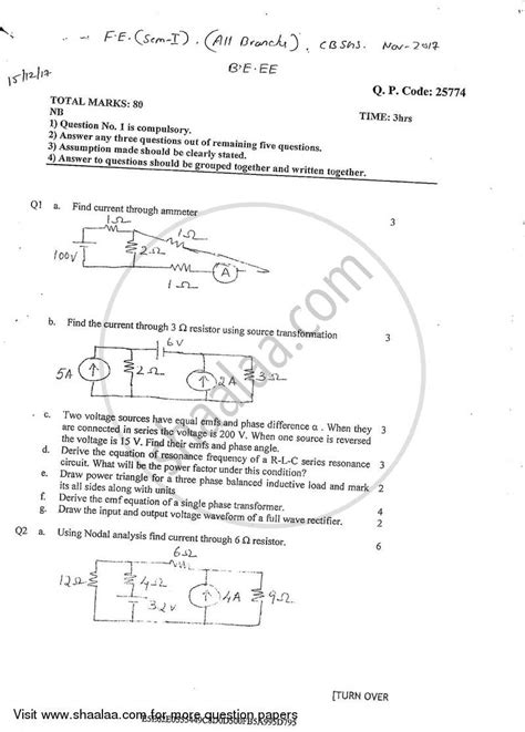 Basic Electrical And Electronics Engineering 2017 2018 Be Civil Engineering Semester 1 Fe First