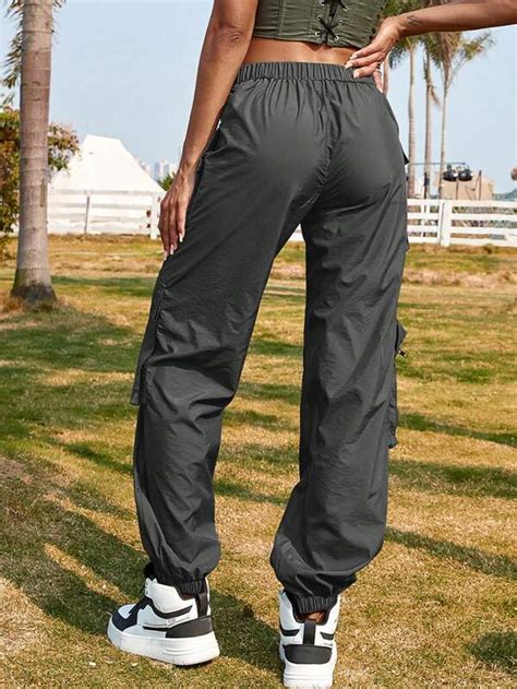 Flap Pocket Side Cargo Pants Shein Usa