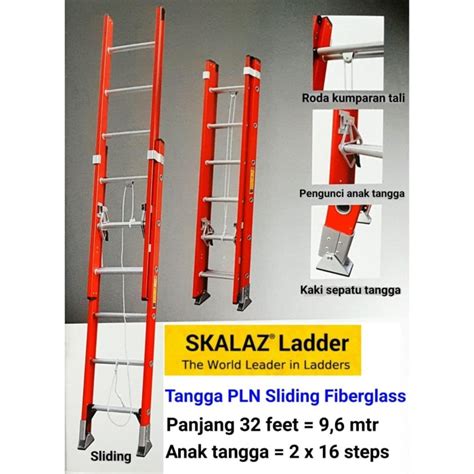 Jual Tangga Fiberglass PLN Sliding 9 6 Mtr 32 Feet Kota Surabaya