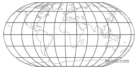 Weltkarte L Ngengrad Diagramm Ks Schwarz Wei Twinkl