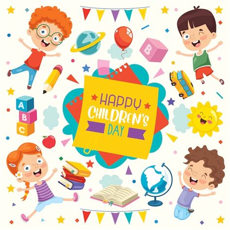 Premium Vector | Colorful greeting card for happy children's day