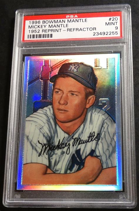 Bowman Mickey Mantle Finest Refractor Bowman Reprint Psa