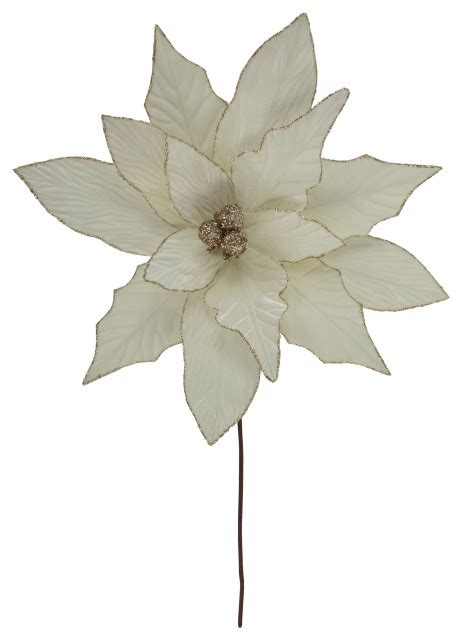 Cream And Champagne Gold Poinsettia Large Christmas Pick Modern