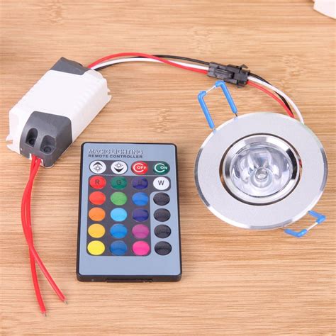 AC85 265V Remote Control Led Spot Light 3W RGB Ceiling Downlight Aluminum RGB Colorful Lighting ...