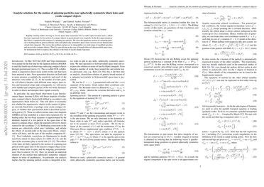 Analytic Solutions For The Motion Of Spinning Particles Near