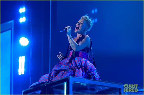 Pink Takes A Leap Of Faith While Performing Trustfall At IHeartRadio