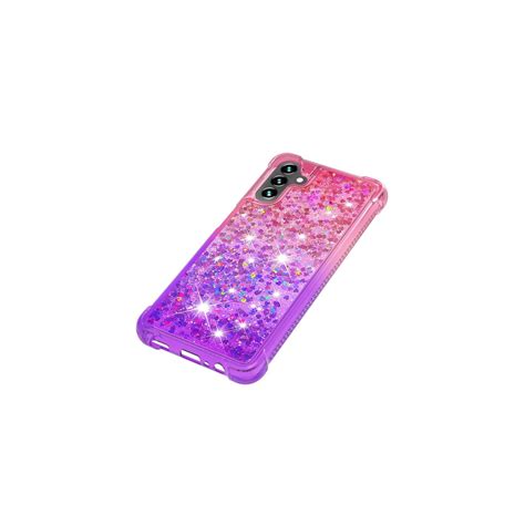 SKALO Samsung A04s 4G Kvicksand Glitter Hjärtan TPU skal Rosa Lila