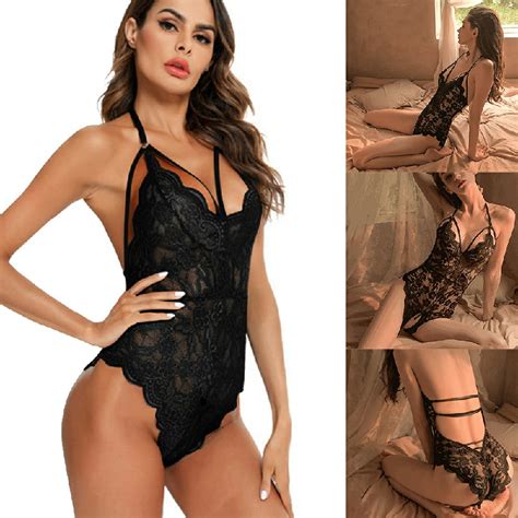 Dropshipping Lace One Piece Teddy Lingerie Deep V Neck Bodysuit