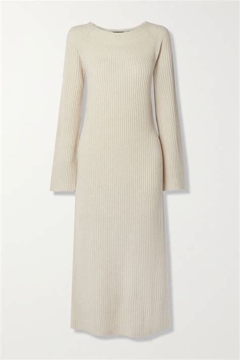 Theory Ribbed Wool And Cashmere Blend Midi Dress