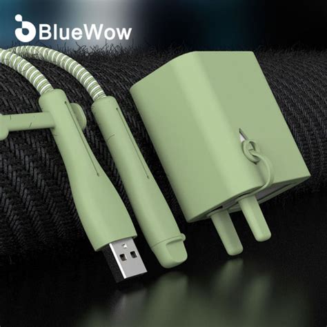 Bluewow ที่ครอบสายชาร์จโทรศัพท์ตัวป้องกันสายหูฟังซิลิโคนป้องกันการแตก