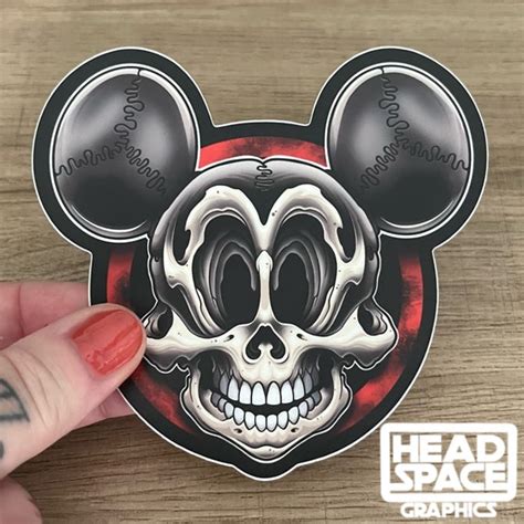 Mickey Mouse Inspired Skull Sticker - Etsy