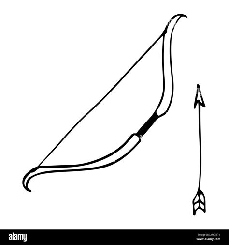 Simple Bow And Arrow In Doodle Style Isolated Stock Vector Image Art