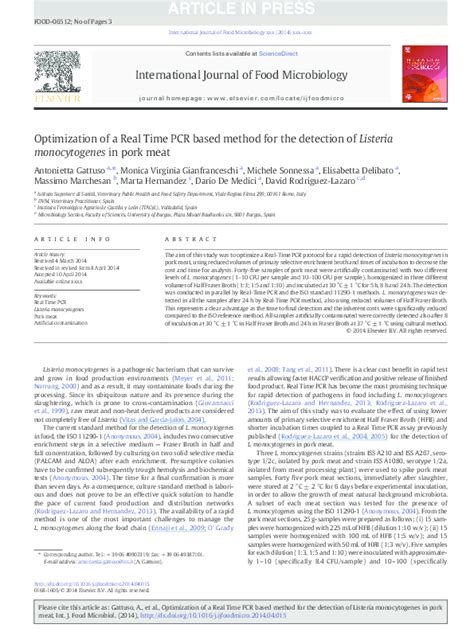 Pdf Optimization Of A Real Time Pcr Based Method For The Detection Of