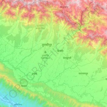 Tulsipur topographic map, elevation, terrain