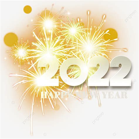 Fuegos Artificiales De Año Nuevo Amarillo Dorado 2022 PNG Imagen Text