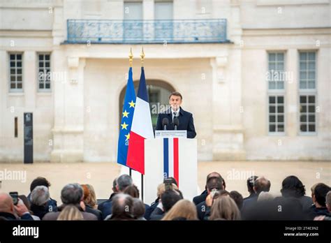 Villers Cotterets France 30th Oct 2023 French President Emmanuel