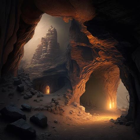 Premium Ai Image There Is A Cave With A Light At The End Of It