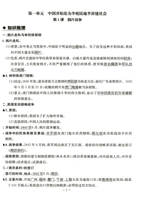 历史 部编人教版八年级上册历史知识点整理 PDF版 素材下载预览 二一课件通