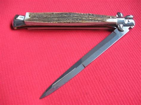 New Old Stock Inox 13 Inch Stag Italian Stiletto Switchblade Knife