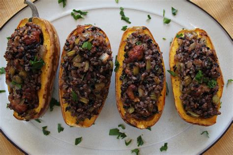 Stuffed Winter Squash With Rice And Sausage My Pantry Shelf