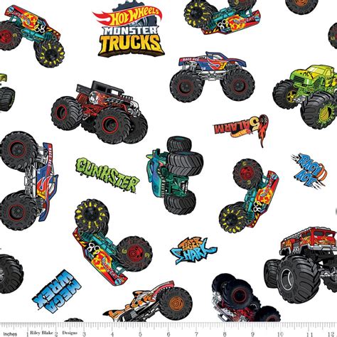 Hot Wheels Monster Trucks Main White Etsy
