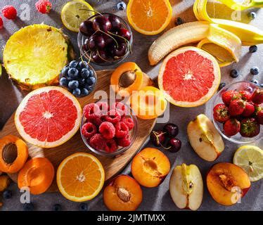 composition   variety  fresh culinary fruits stock photo alamy