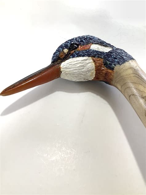 Ian Taylor Hand Crafted Kingfisher Walking Stick Antique And Vintage