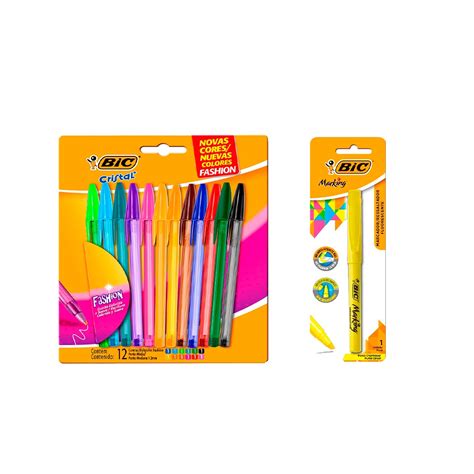 Kit Canetas Esferogr Ficas Bic Fashion Cores Coloridas Marcador