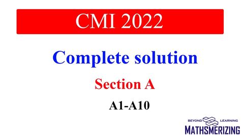 CMI 2022 Section A 22 May A1 10 Undergraduate Program In