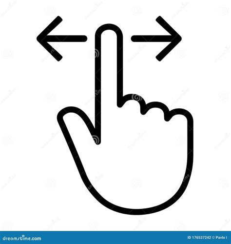 Hand With Finger Swiping Or Swipe Right And Left Gesture Line Icon