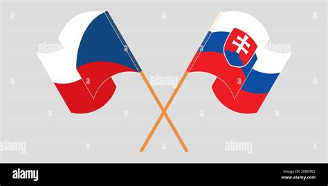 Crossed And Waving Flags Of Slovakia And Czech Republic Vector Illustration Stock Vector Image